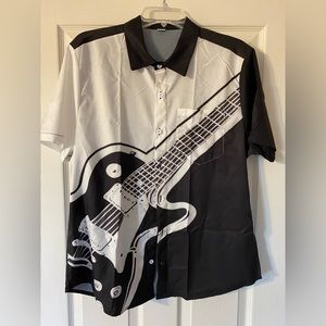 Black and white guitar music shirt super lightweight